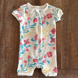 Floral Baby Shortie Sleeper by Tea Collection, Size 3-6 Months, Layette EUC